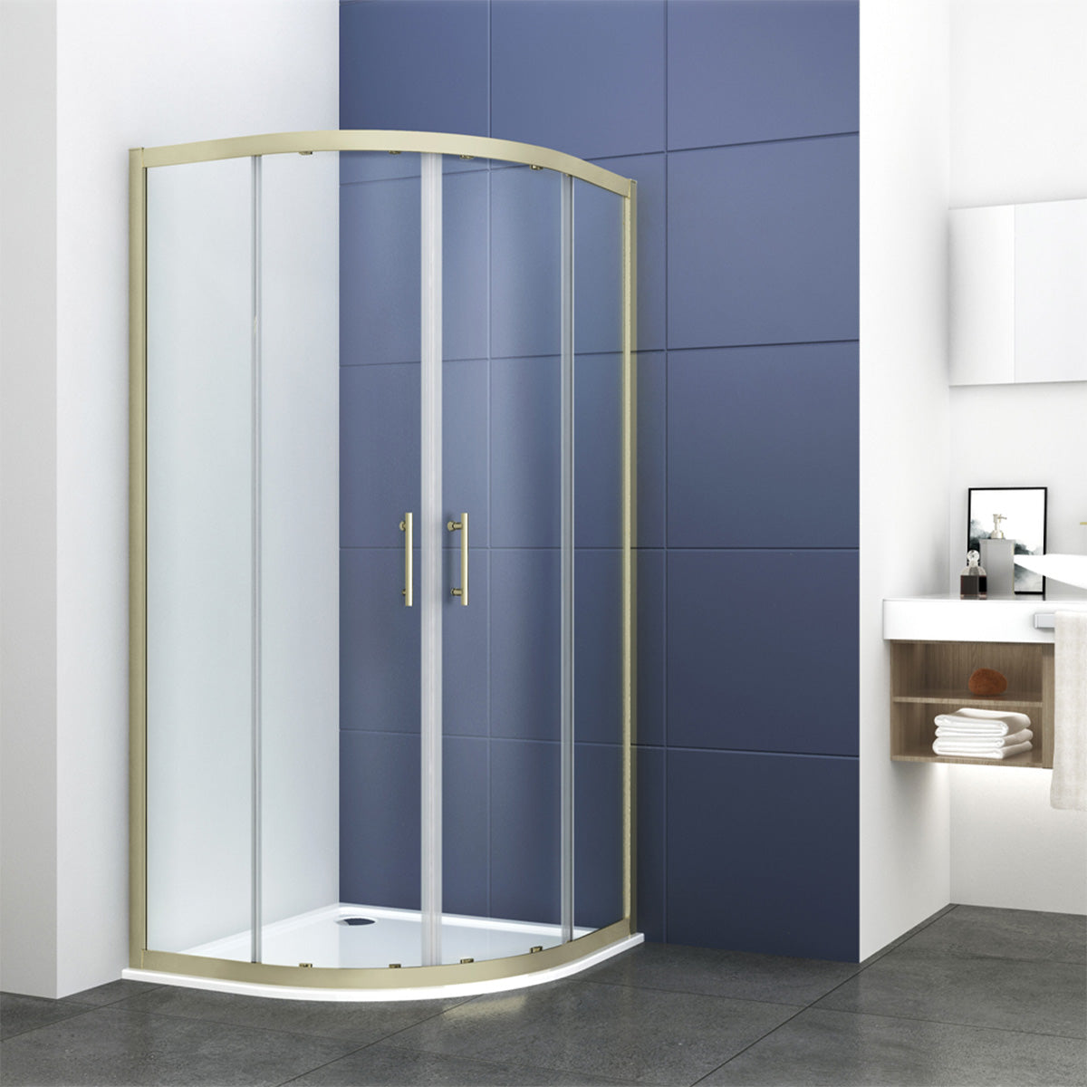Austin Matt Anthracite Shower Room Deal - Brushed Brass